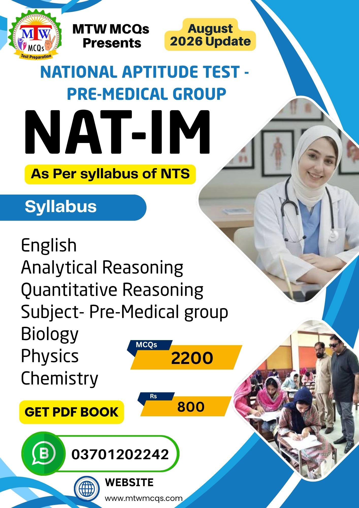 NTS NAT-IM (Pre-Medical Group) Book β August 2026 Updated