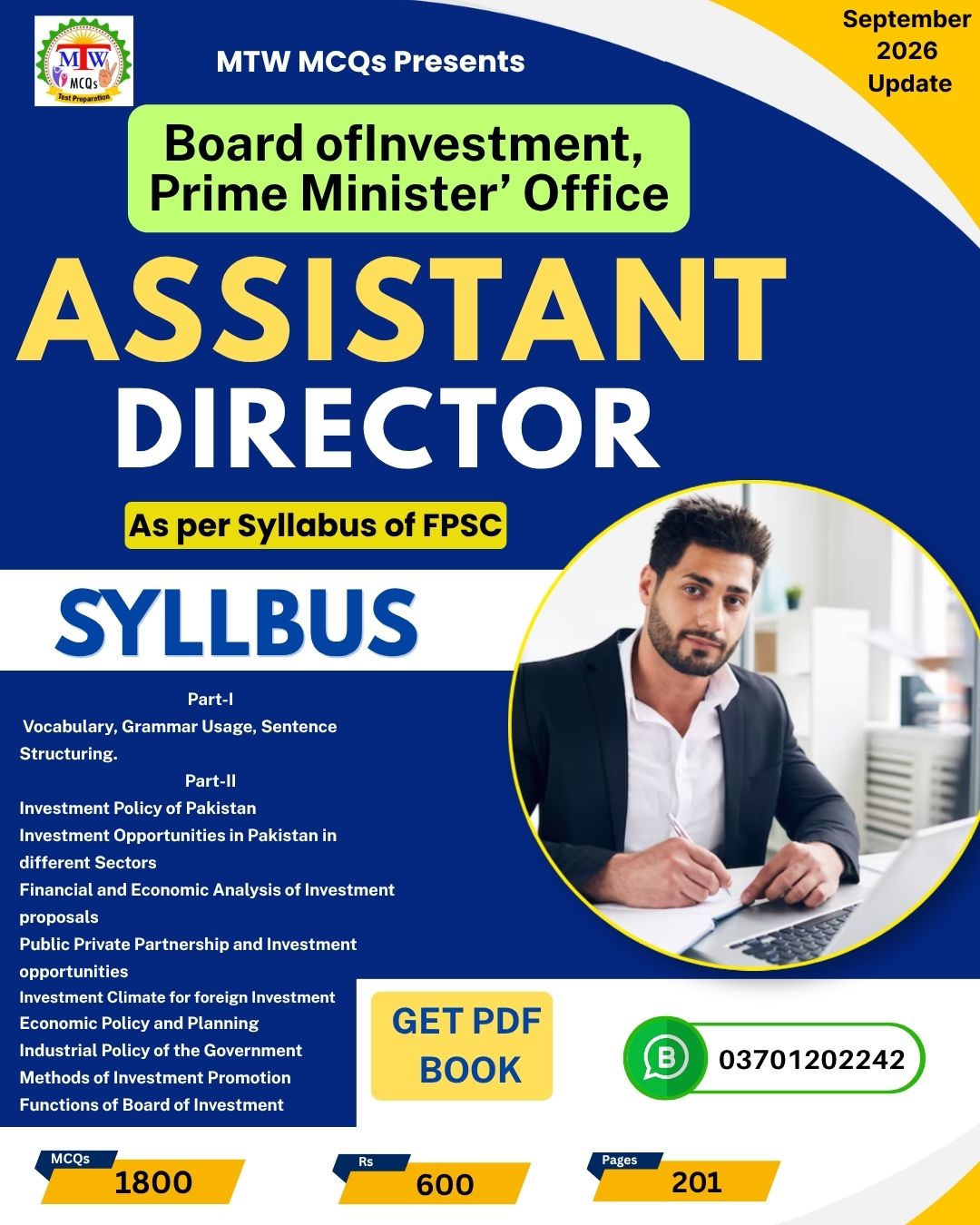 FPSC Assistant Director BS-17 Book | Board of Investment | 1800 MCQs