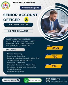 Senior Account Officer and Accounts Officer PDF Book October 2026 by MTW MCQs